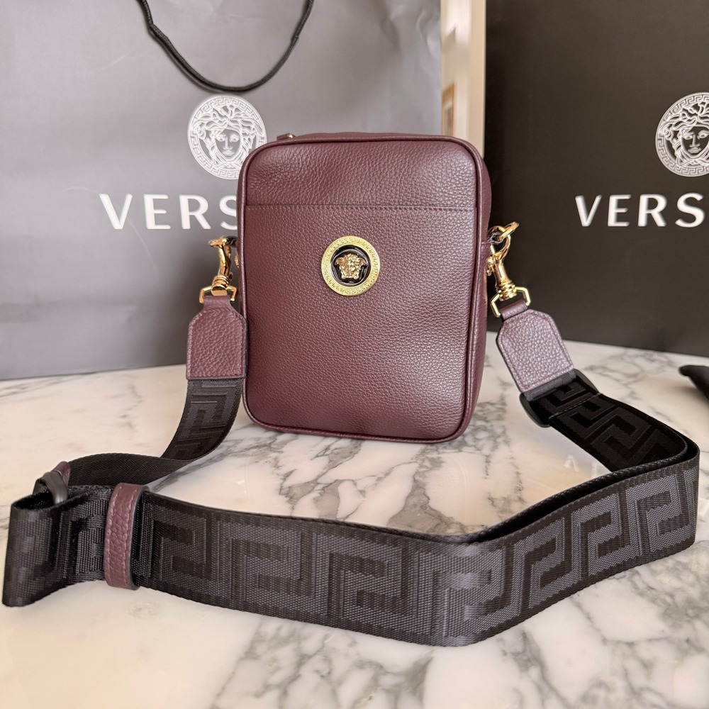 Versace Crossbody Bag Vitello Granato Garnet Oro Medusa Biggie 1002885 Bag - Picture 7 of 16